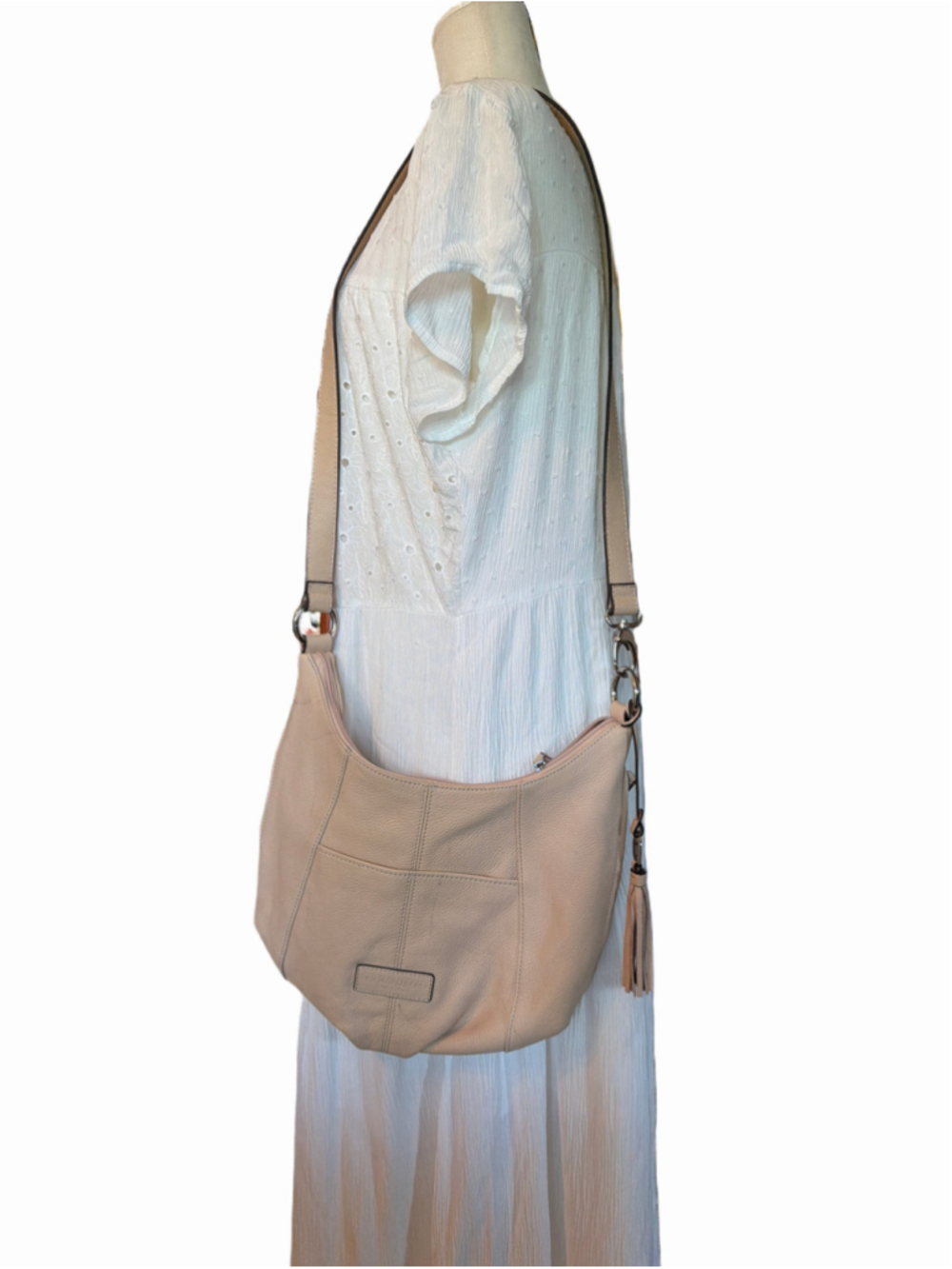 Women's Tignanello Light Beige Leather Crossbody Bag One Size
